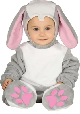Produktbild von Häschen Baby Kapuze Jumpsuit Füßlinge, Größe: 18 - 24 Monate Farbe: Grau