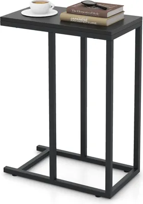 Immagine prodotto di COSTWAY Tavolino a C per divano e letto, tavolino da divano alto 64 cm con struttura in metallo, tavolino porta TV nero