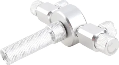 Imagen del producto de Sistema de CO2 para acuarios, válvula de ajuste fino de color plateado, regulador de CO2 de dos vías para acuarios, ideal para múltiples acuarios (con enchufes de dos vías)