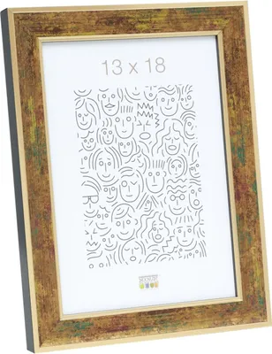Produktbild von S40JB2 Holzrahmen in Gold mit grünen und dunkelroten Tönen 10x15 cm