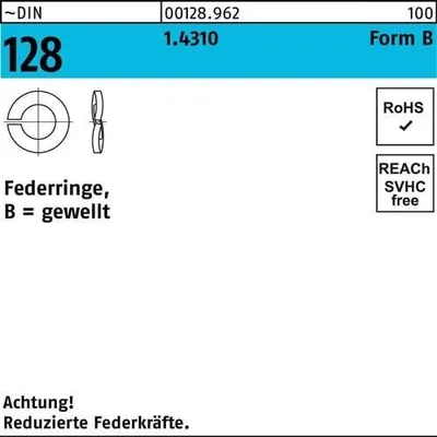 Produktbild von Reyher  Federringe DIN 128 1.4310 B 10 (1000 Stück)