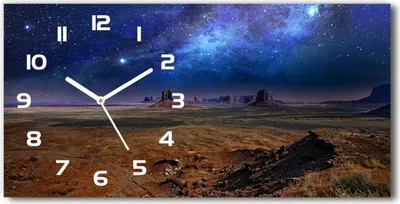 Immagine prodotto di Orologio da parete in vetro – 60x30 cm - Quadro in vetro - Orologio in vetro - Vetro temperato - Lancette bianche - Notte stellata