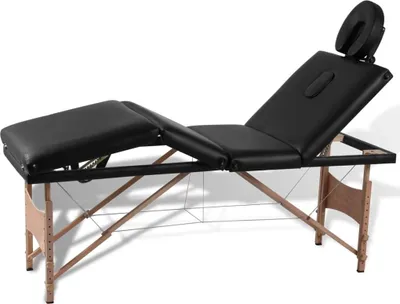 Immagine prodotto di Maison Exclusive - Lettino da massaggio pieghevole a 4 zone con struttura in legno nero