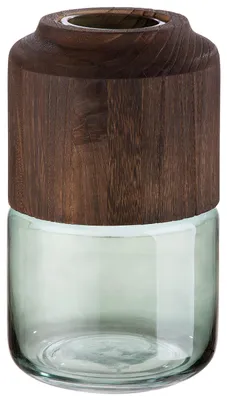 Zdjęcie produktu dla Casablanca Vase, "Colletta", Glas, Holz, braun, grün, , H. 28 cm, D. 16 cm 39260/Abverkauf nur solange Vorrat reicht