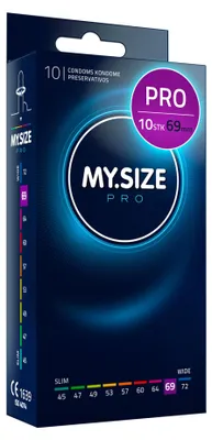 Produktbild von MY.SIZE PRO ELITE Kondome, Größe 7, 69 mm, XXL, 10 Stück – Extra reines Vytex-Latex, leicht zu öffnen
