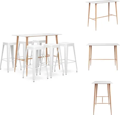 Imagen del producto de vidaXL Juego de 7 piezas para bar, color blanco - Conjuntos de comedor