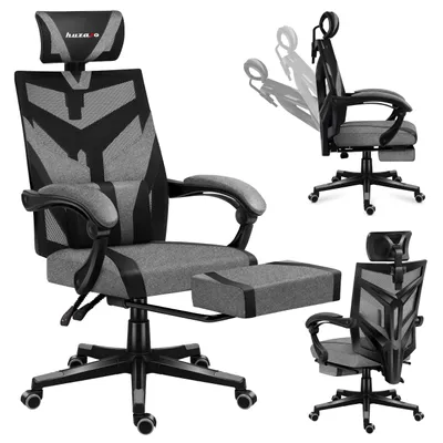 Zdjęcie produktu dla Huzaro Combat 5.0 | Krzesło gamingowe Ergonomiczne krzesło biurowe Krzesło PC | Podnóżek Regulowany zagłówek do 140 kg Kąt nachylenia 90-140° | Szary