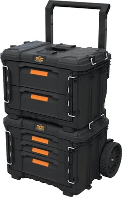 Produktbild von Keter Pro Gear XL Werkstattwagen mit 2 Koffern - 5 Schubladen - 64x47x79-105 cm - Schwarz