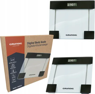 Obrázok produktu pre Elektronická kúpeľňová váha Grundig do 180 kg s displejom a teplomerom