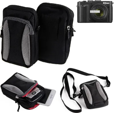 Produktbild von K-S-Trade Fototasche kompatibel mit Nikon Coolpix P7700 Gürtel-Tasche Holster Umhänge Tasche Kameratasche, schwarz-grau Brust-Beutel Brust-Tasche
