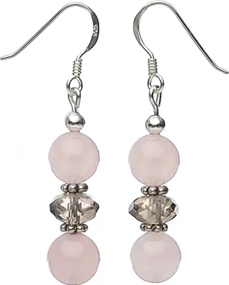 Produktbild von Ohrringe Ohrhänger Rosenquarz & Rauchquarz facettiert Silber braun rose Damen