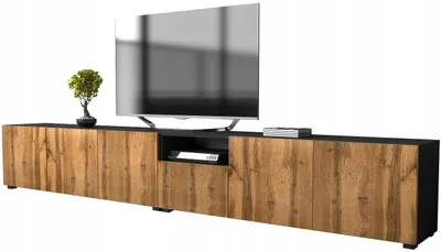 Produktbild von RTV-Sideboard 300cm in Schwarz Matt und Eiche Wotan