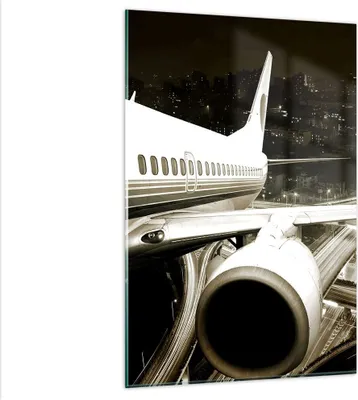 Produktbild von Bilder auf glas - Einteilig - Flugzeug Straßen Stadt - 80x120cm - Glasbilder - Wandbilder - Bilder - zum Aufhängen bereit - Wanddekoration aus Glas - Glas Bilder - Wandbild auf Glas - GPA80x120-0180