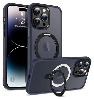 Produktbild von Conie Magsafe Schutzhülle für iPhone 12 Pro Max Kunststoff Hard Case Magnet Cover Hülle mit Aufstellfunktion in Dunkelblau matt
