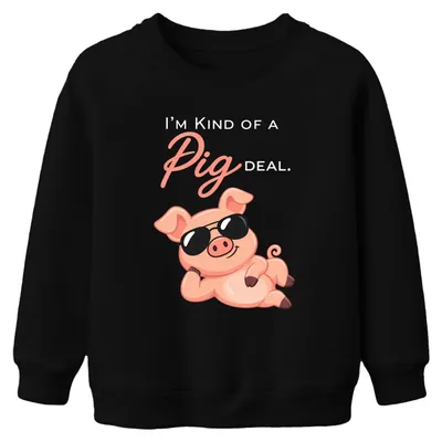 Immagine prodotto di Felpa con cappuccio per bambini, motivo "maialino", disponibile nelle taglie: Schwein, Schweinchen, Ferkel, 128, colore nero