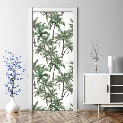 Produktbild von Dekorative Türposter Aufkleber selbstklebend Klebefolie Abnehmbarerdeko Tropische Palmen 77 x 200 cm