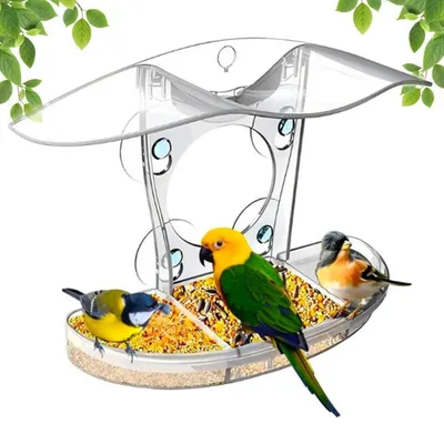 Produktbild von Fenster Vogelfutterhaus Acryl Transparent mit 4 Saugnäpfen