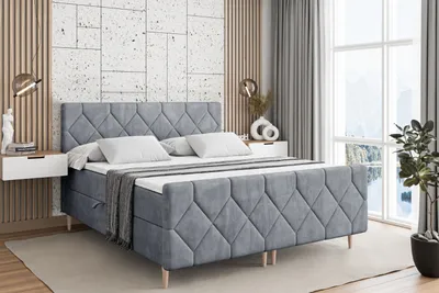 Produktbild von ALTDECOR Boxspringbett mit Holz Füßen, Matratze und Lattenrost, Topper, Fußteil, Polsterbett mit Bettkasten, Bett mit Stauraum H4-Matratze, Doppelbett - CATOR-FD-Z - 120x200 - Grau Casablanca