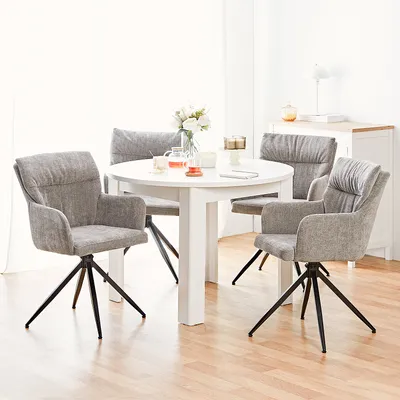 Produktbild von Homestyle4u Esstisch rund Ø 106 cm Weiß Esszimmertisch Holztisch Küchentisch Holz