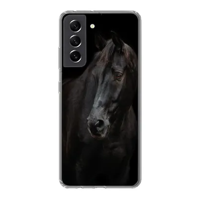 Produktbild von MuchoWow® Handyhülle Schutzhülle Hülle für Samsung Galaxy S21 FE Pferd - Leicht - Schwarz Silikon Softcase Handy Hülle - Mobiltelefonhülle