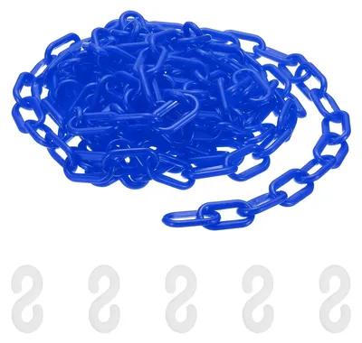 Kunststoff-Sicherheitskette, blau, 5 m, mit 5 S-Haken