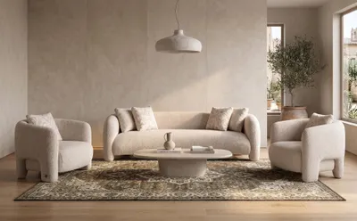 Productafbeelding van Woonkamer set: 3-zitsbank, twee fauteuils, beige, modern