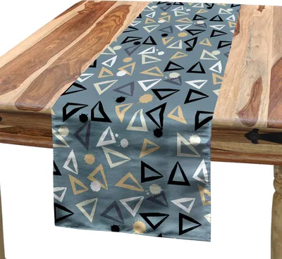 Produktbild von ABAKUHAUS Grunge Tischläufer, Handgemalte Art Dreiecke und Flecken einfache geometrische und künstlerische Zusammensetzung, 40 x 180 cm, Mehrfarbig