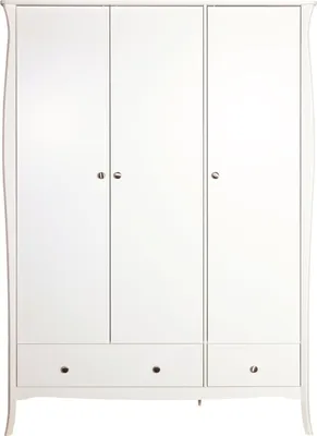 Obrázek produktu pro Barokní šatní skříň 3 dveře se 2 zásuvkami šířka 143 cm, výška 192 cm v bílé barvě.