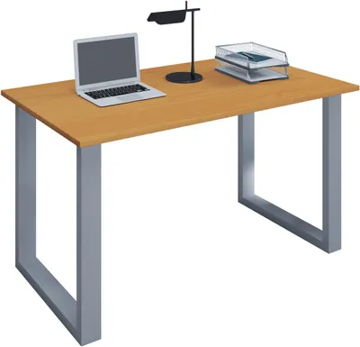 Produktbild von VCM Holz Schreibtisch | H. 76 x B. 80 x T. 50 cm | Computertisch schlicht | Füße aus hochwertigem Metall | Arbeitstisch | Büromöbel - Lona U