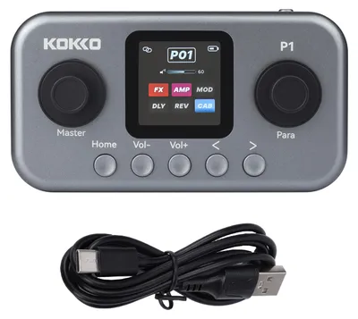 Produktbild von Gitarren-Effektpedal, tragbarer Multieffektprozessor, 7 Effekte, wiederaufladbarer Akku, EQ, Rauschunterdrückung, Kopfhörerausgang, für E-Gitarre und Bass