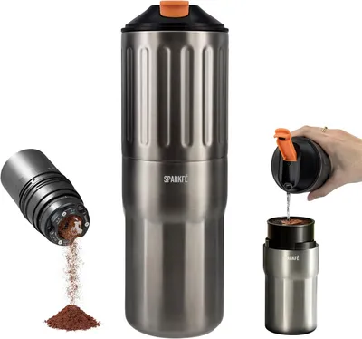 Produktbild von Kaffeemaschine, wiederaufladbare elektrische Mühle mit konischem Frässtift aus Edelstahl, integriertes Handbrüh-Set mit Edelstahlfilter & Reisebechern