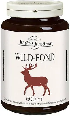 A jar of wild fond with a deer illustration.