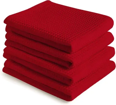 Saugstarke Waffel Küchentücher aus Baumwolle Rot 70 x 45 cm Set