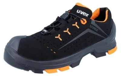 Image de uvex 2 Chaussures basses de sécurité S1P noir-orange Chaussures de travail pour femmes et hommes, respirantes, sans métal avec semelle ESD Taille:EU 43