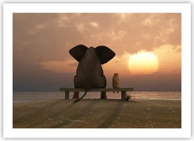 Produktbild von Poster - Poster ohne Rahmen - Elefant Ufer Meer - 70x50 cm - Wand Bild - Wanddeko - Wandbilder - Kunstposter - Wandposter - Bilder - Kunstdruck - Wanddekoration - Wandbild - P2XAA70x50-3555
