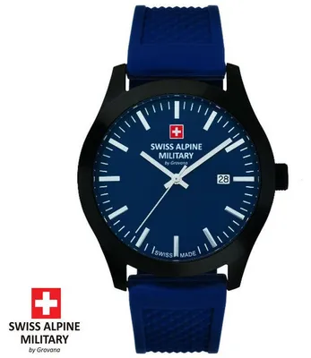 Immagine prodotto di Orologio da uomo Swiss Alpine Military by Grovana 7055.1875 nero blu silicone NUOVO