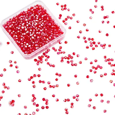 1000 rote Bicone-Glasperlen 4 mm, facettiert, für Schmuck & DIY
