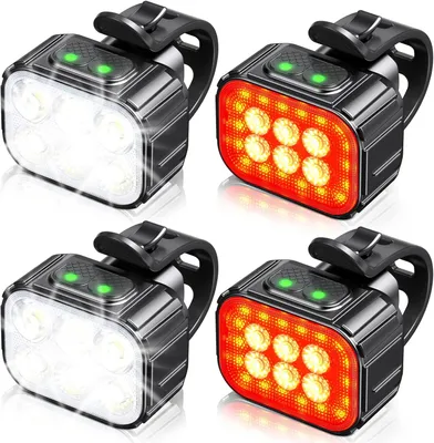 Productafbeelding van Fietsverlichting, Koplamp, Oplaadbaar via USB, IP65 Waterdicht, LED-Fietsverlichting met Spotlight- en Schijnwerperbundel, 8 + 12 Modi, Super Helder
