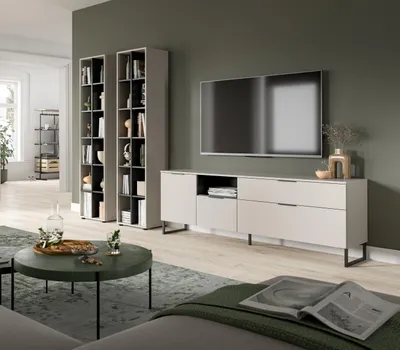 Produktbild von Wohnwand >Noida< in kaschmir - 305x192x41cm (BxHxT)