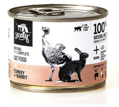 Zdjęcie produktu dla 3Coty TURKEY RABBIT for Adult cats 180g