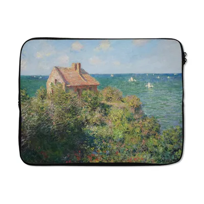Produktbild von MuchoWow® Laptop Hülle 17 Zoll Laptoptasche Fischerhäuschen bei Varengeville - Gemälde von Claude Monet - Zipper - Schutzabdeckung