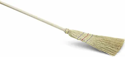 Image de Siena Home 902-60300 Balai de paille de riz pour enfants 75cm 3-cousues, manche en bois, naturel