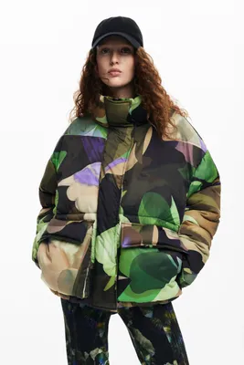 Zdjęcie produktu dla Krótka, pikowana kurtka damska Desigual, zielona, rozmiar 42