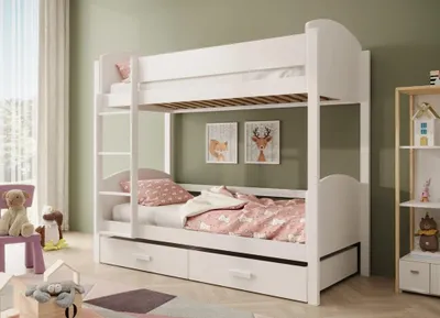 Obrázek produktu pro Dvoupatrová postel se šuplíky 90x200 HAFRIA - bílá