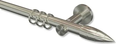 Produktbild von Interdeco Gardinenstange, Vorhangstange Edelstahl-Optik Modell Platon Samanto, 20 mm Ø 1-läufig, 220 cm
