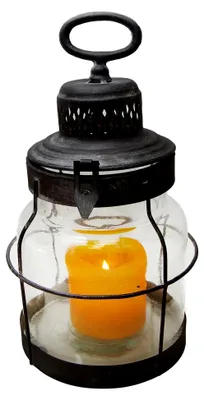Produktbild von Windlicht Laterne Husum aus Glas und Eisen in Schwarz, Höhe 32 cm