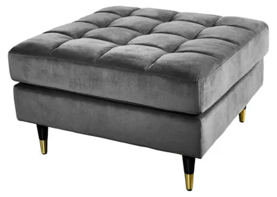 Image de Pouf KOLIRI gris – design carré en velours capitonné