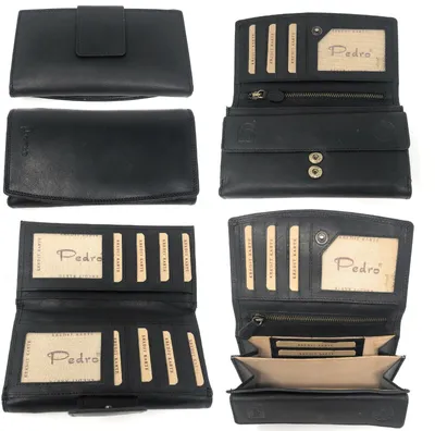 Produktbild von Echt Leder Geldbörse Damen Geldbeutel Luxus Büffelleder Portemonnaie Brieftasche