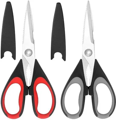 Image de Set de couteaux de cuisine - multifonctionnels - 2 pièces - rouge/gris - acier inoxydable