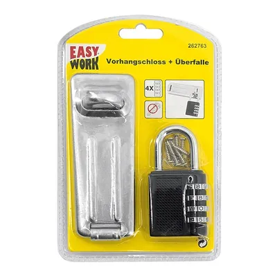Produktbild von Easy Work Zahlenvorhangschloss+Überfalle, schwarz/silber